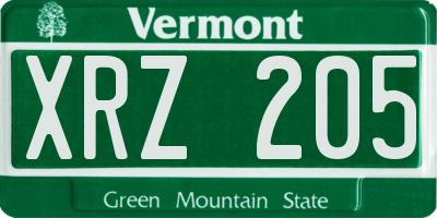 VT license plate XRZ205