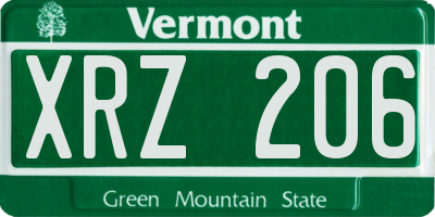 VT license plate XRZ206