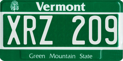 VT license plate XRZ209