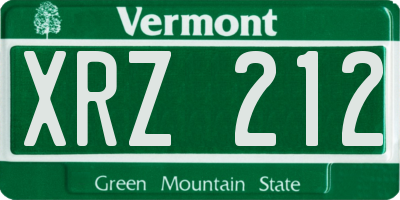 VT license plate XRZ212