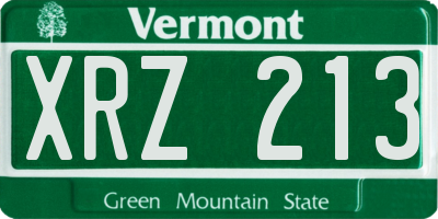 VT license plate XRZ213