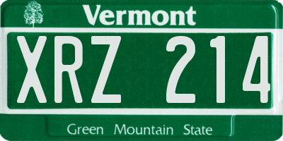 VT license plate XRZ214