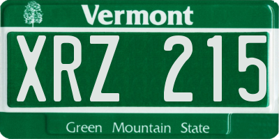 VT license plate XRZ215
