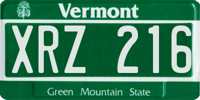 VT license plate XRZ216