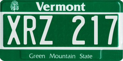 VT license plate XRZ217