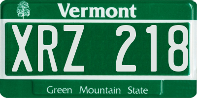 VT license plate XRZ218