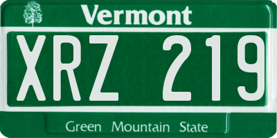 VT license plate XRZ219