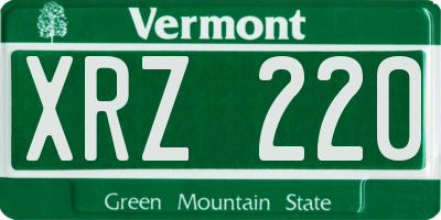VT license plate XRZ220