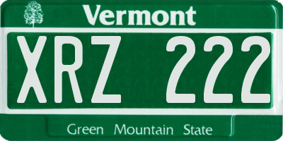 VT license plate XRZ222