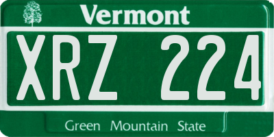 VT license plate XRZ224