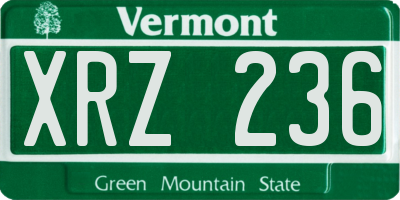 VT license plate XRZ236