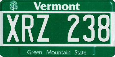 VT license plate XRZ238