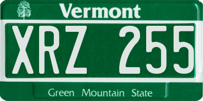 VT license plate XRZ255