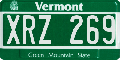 VT license plate XRZ269