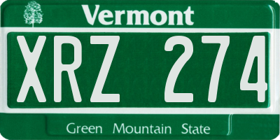 VT license plate XRZ274
