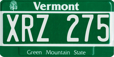 VT license plate XRZ275