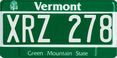 VT license plate XRZ278