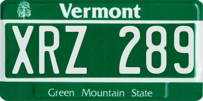 VT license plate XRZ289