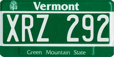 VT license plate XRZ292