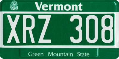 VT license plate XRZ308