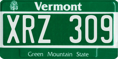 VT license plate XRZ309