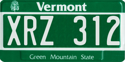 VT license plate XRZ312
