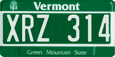VT license plate XRZ314