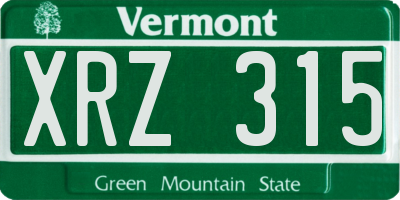 VT license plate XRZ315
