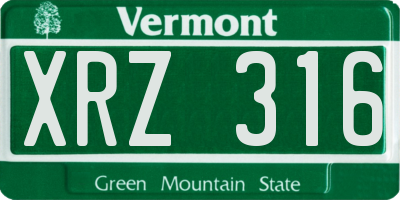VT license plate XRZ316