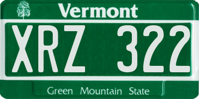 VT license plate XRZ322