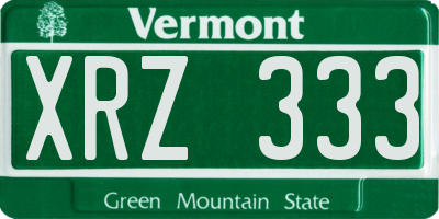 VT license plate XRZ333