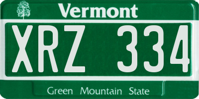VT license plate XRZ334