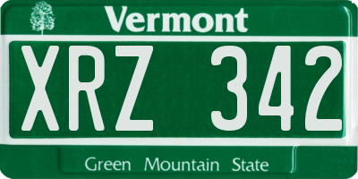 VT license plate XRZ342
