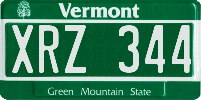 VT license plate XRZ344