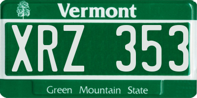 VT license plate XRZ353