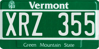 VT license plate XRZ355