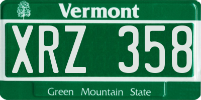 VT license plate XRZ358