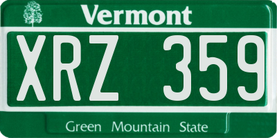 VT license plate XRZ359