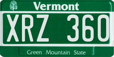 VT license plate XRZ360