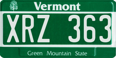 VT license plate XRZ363