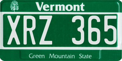 VT license plate XRZ365