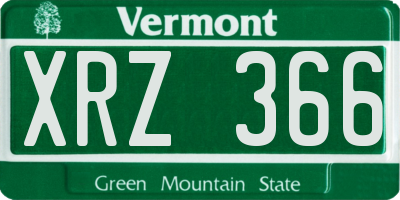 VT license plate XRZ366