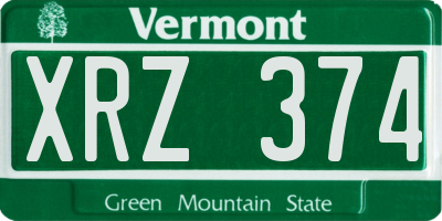 VT license plate XRZ374