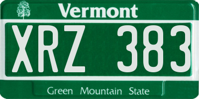VT license plate XRZ383