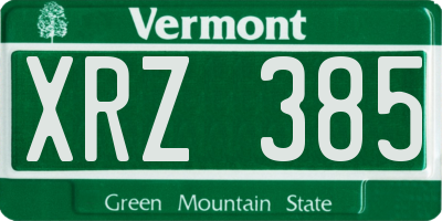 VT license plate XRZ385