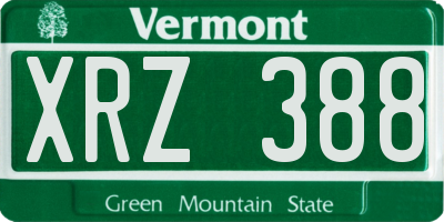VT license plate XRZ388