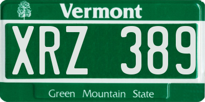 VT license plate XRZ389
