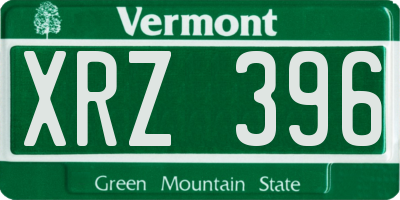 VT license plate XRZ396