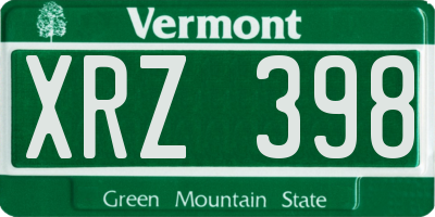 VT license plate XRZ398