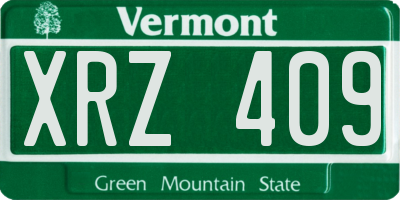 VT license plate XRZ409